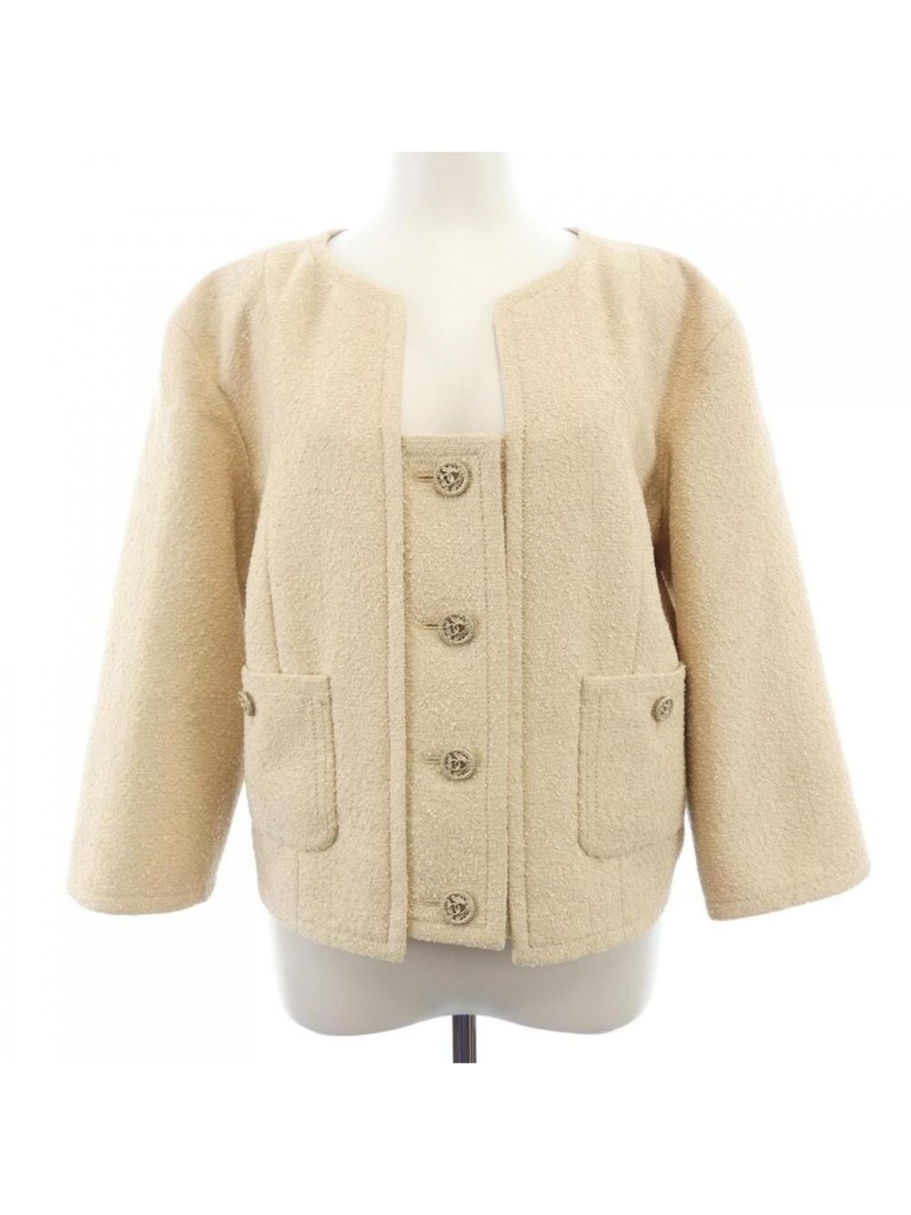 Chanel Collarless Jacket Beige